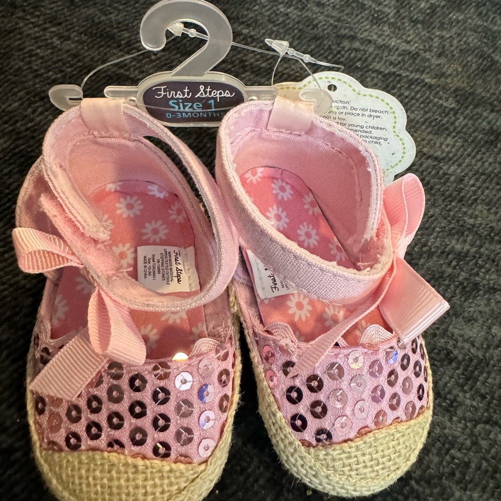 Infant pink sequence shoes